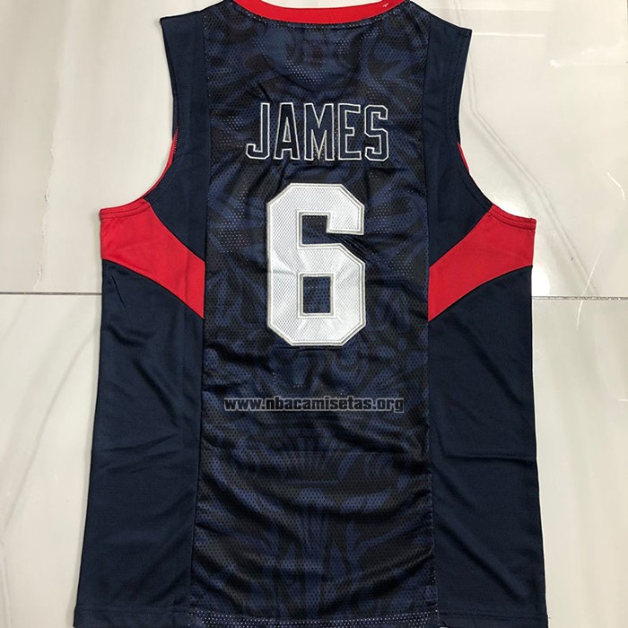 Camiseta USA 2008 LeBron James NO 6 Azul